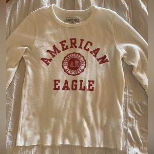 American Eagle white long sleeve with red